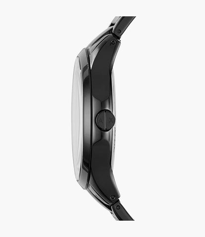Armani Exchange Three-Hand Date Black Stainless Steel Watch and Bracelet Gift Set
