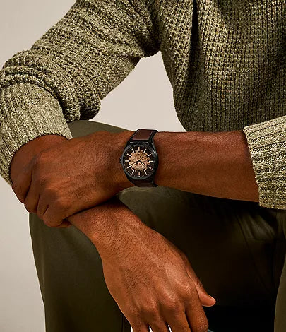 Fossil - Everett Automatic Dark Brown LiteHide™ Leather Watch
